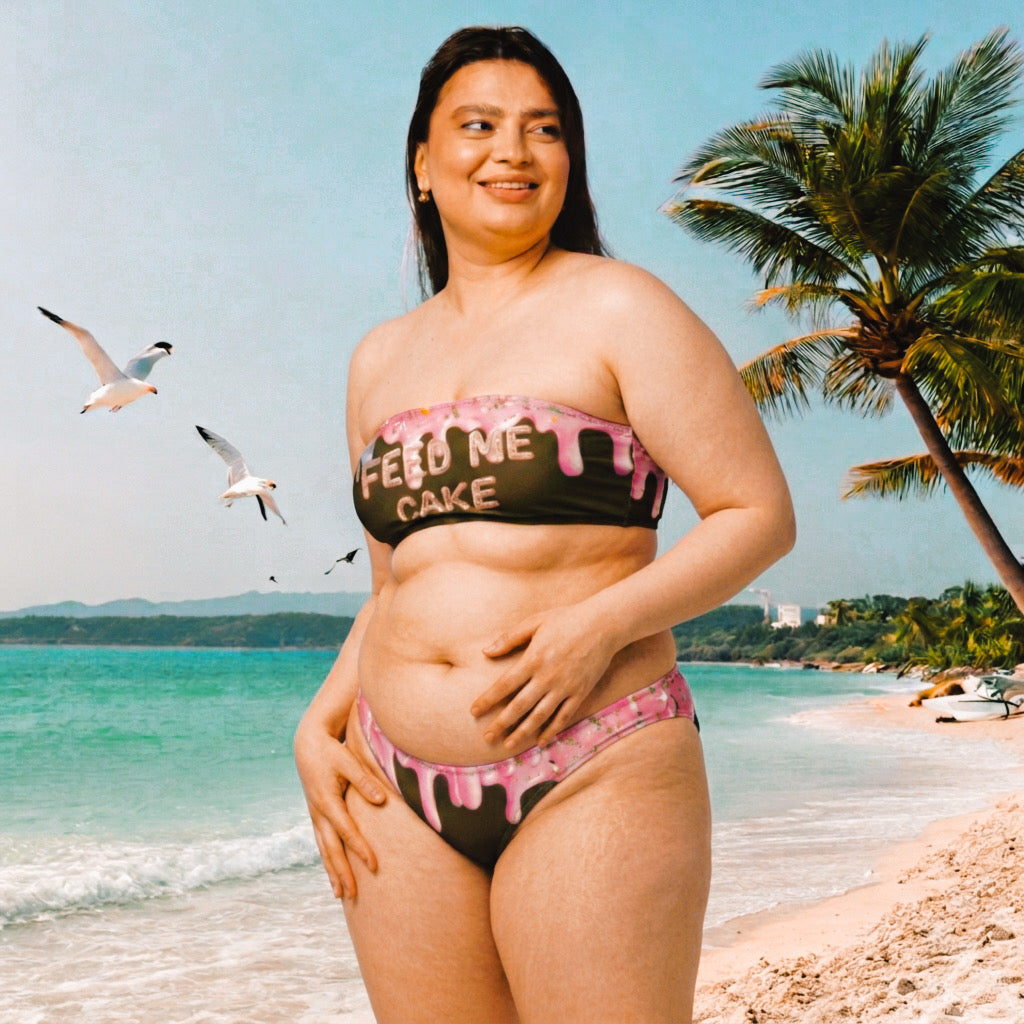 Feed Me Cake Recycled Bandeau Bikini | Up to Size 6XL