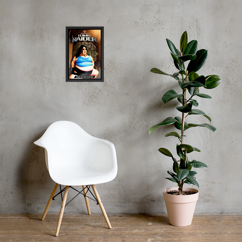 Claire Berry x Get Thicker Stickers Cosplay Collab | Lara Croft - Tomb Raider | Bold Pinup Framed Matte Poster, 12x18"