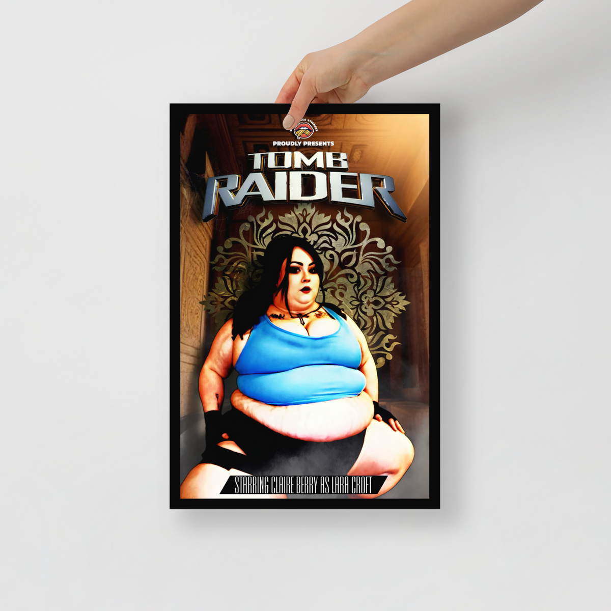 Claire Berry x Get Thicker Stickers Cosplay Collab | Lara Croft - Tomb Raider | Bold Pinup Matte Poster, 12x18"